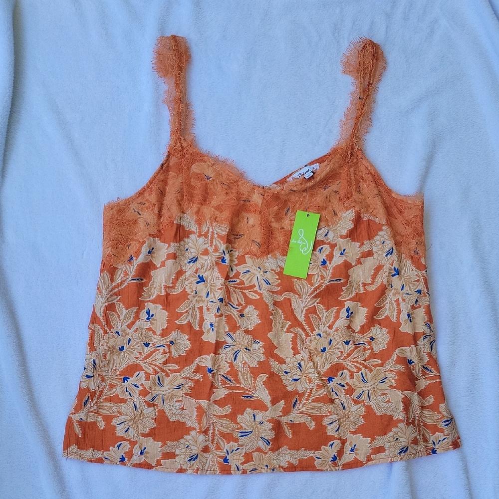 NWT Sam Edelman Size Large Orange Ruffled Camisole Top